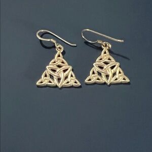 Sterling Silver Celtic Trinity Dangle Earrings